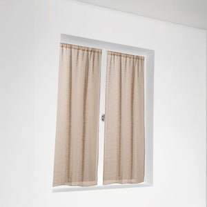 Paire De Brise-bise En Lin Naturel - 60x160 Cm, Uni, Passe Tringle