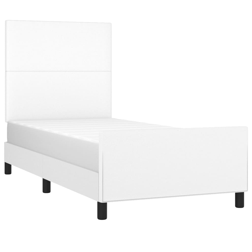 Cadre de lit sans matelas, similicuir blanc, pour la chambre, 90 × 190 cm - 3