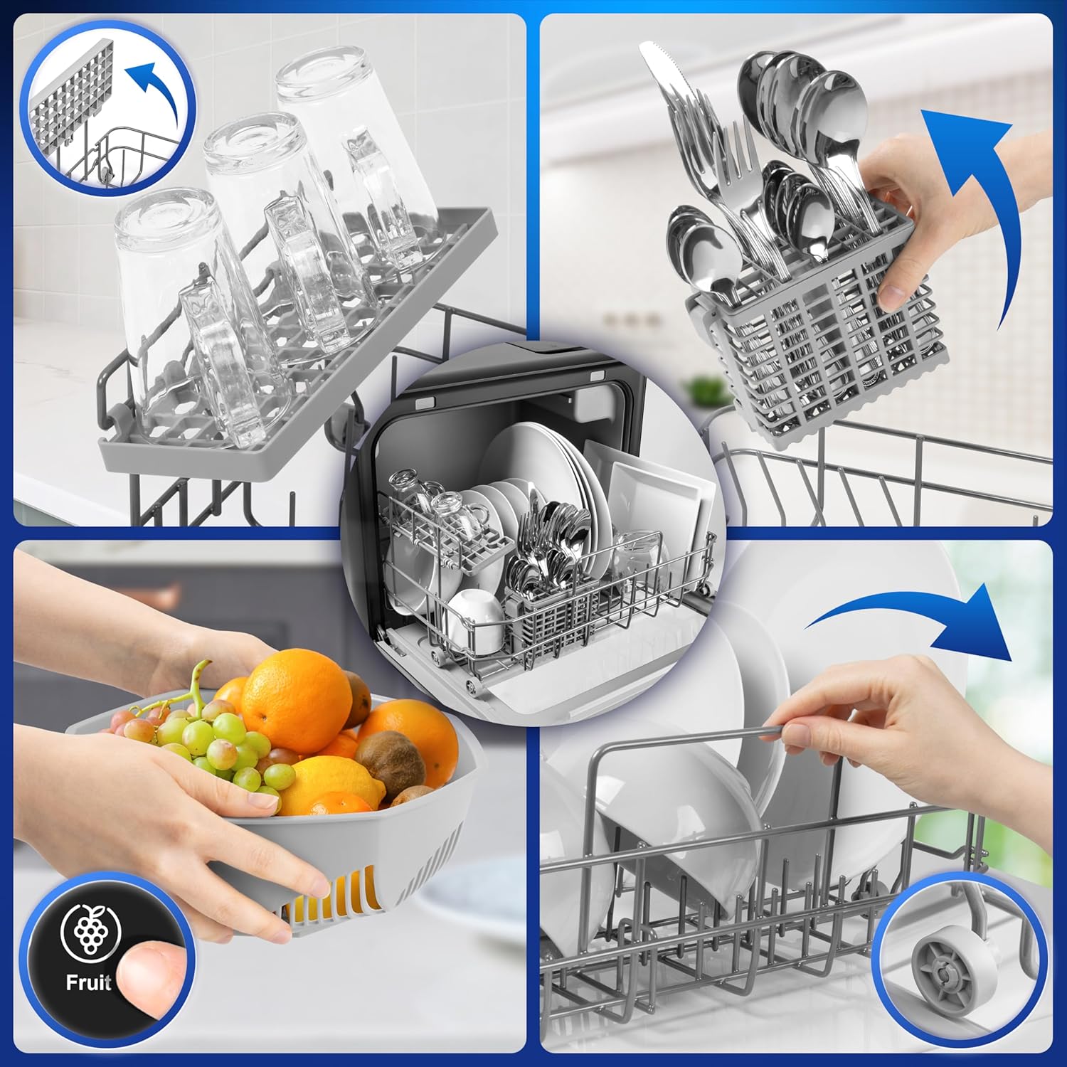 Duronic DW10 BK Lave-vaisselle de table 1050W Lave vaisselle posable Gain de place pour petite cuisine 5 programmes Lavage Séchage plats assiettes - 4