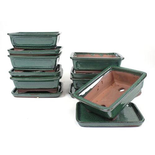 Vaso bonsai smaltato rettangolare cm. 25 Blu