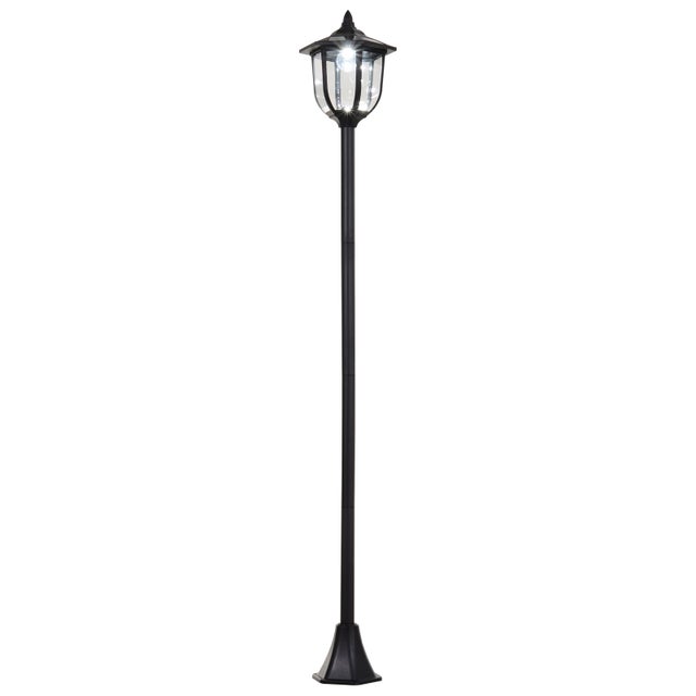 Zewnętrzna lampa solarna stojąca, klasyczna latarnia LED, maks. 60 lumenów. Wymiary: 26 dł. x 26 szer. x 177 wys. cm, czarna