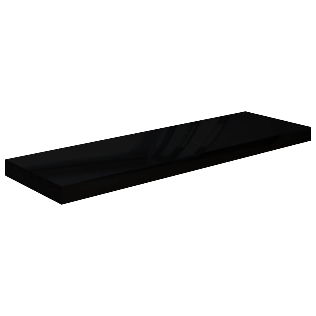 Wisząca półka ścienna z błyszczącej czarnej płyty MDF, 80x23,5x3,8 cm- COMFORTXL