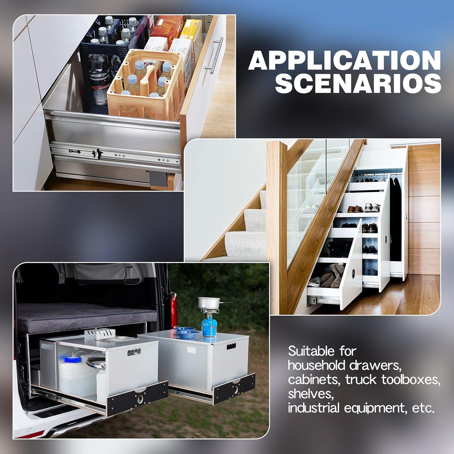 Glissière Tiroir Charge Lourde 120kg - Coulisse Tiroir avec Amortisseur, 500mm, Roulement à Billes, 1 Paire - 6