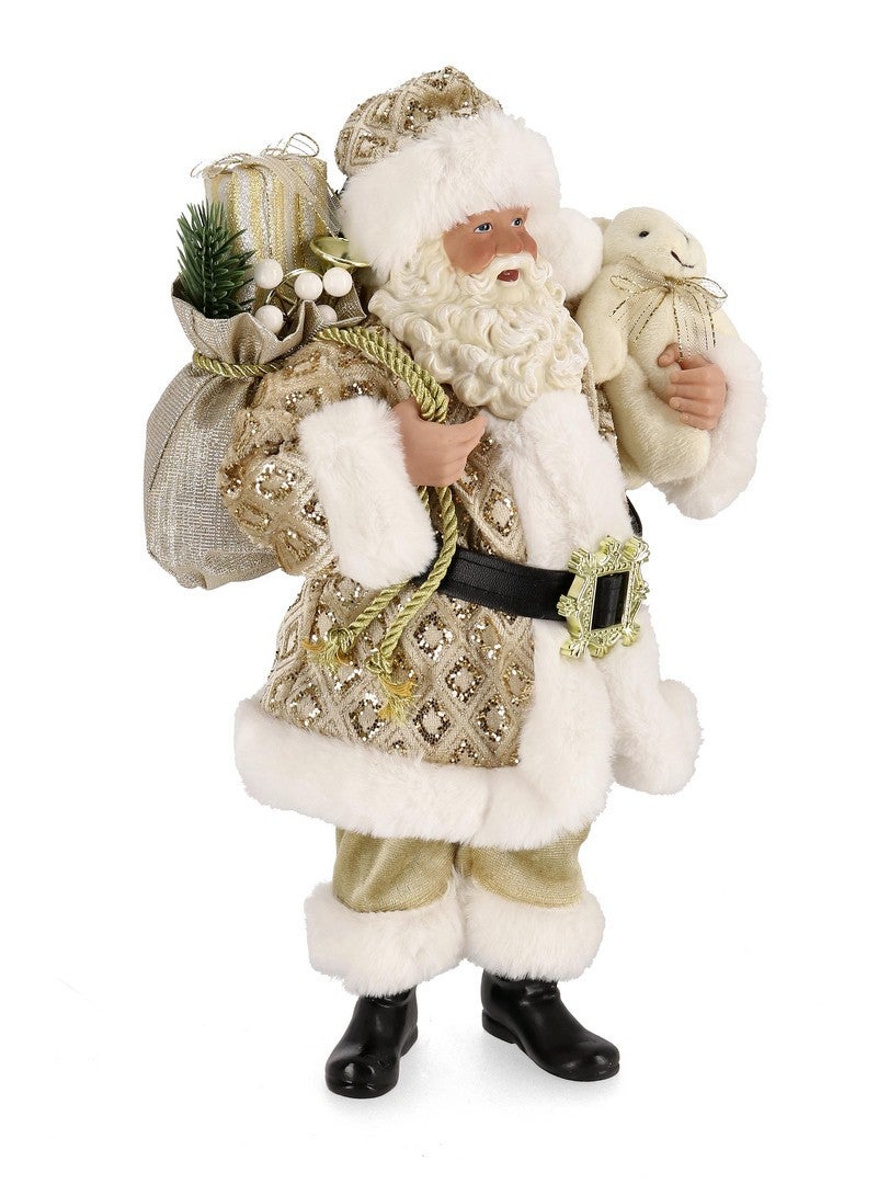 Święty Mikołaj "JAXON" w kolorze szampańskim, poliester i metal, 38 cm