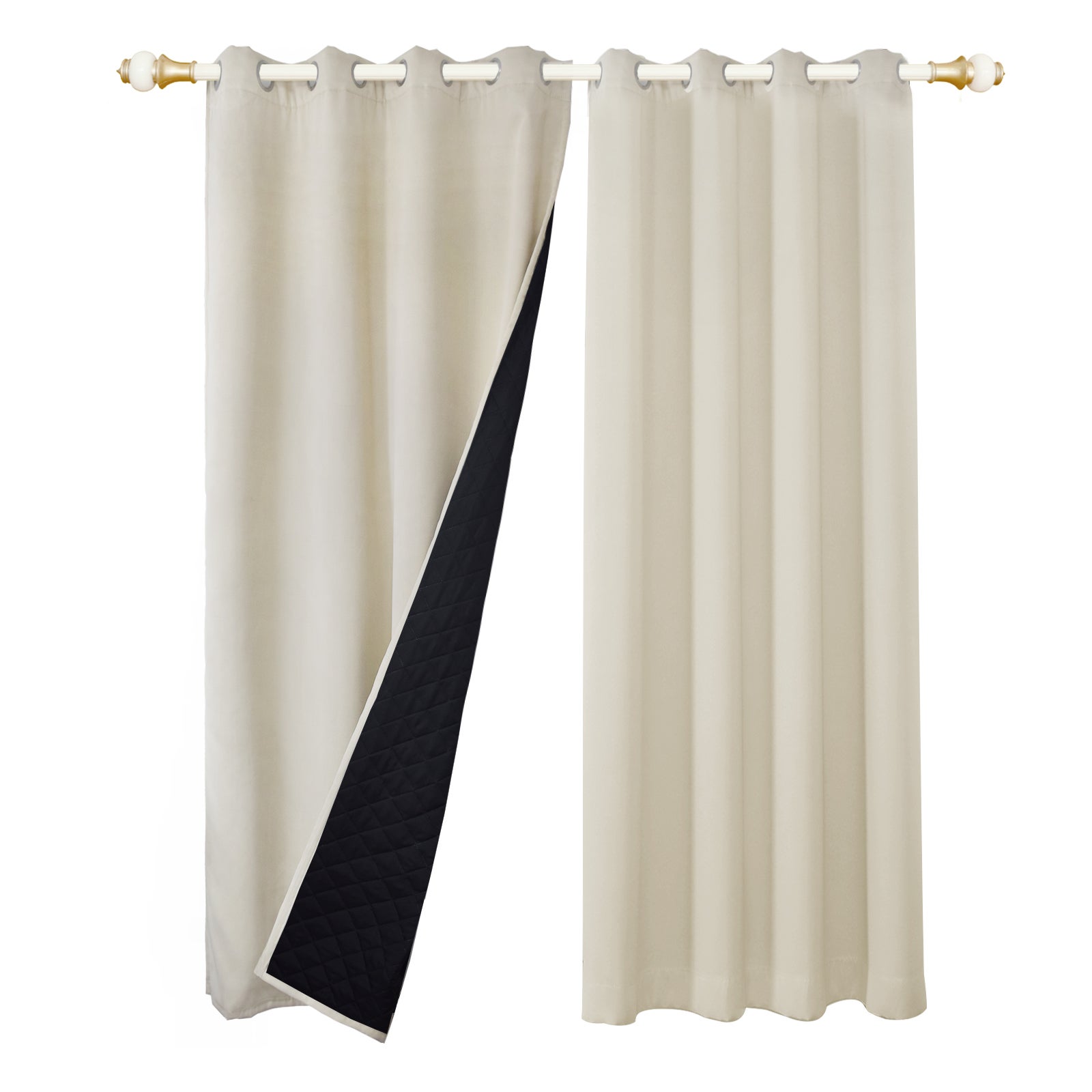 Cortinas opacas 2 peças Cortinas para sala Cortinas térmicas isolantes frio e calor 132x213cm para quarto com ilhós bege - 2