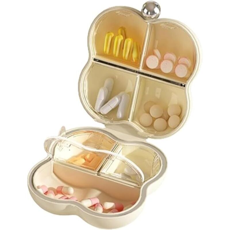 Mini cutie de pastile și organizator de bijuterii în formă de frunze - Organizator portabil pentru pastile, inele și accesorii mici