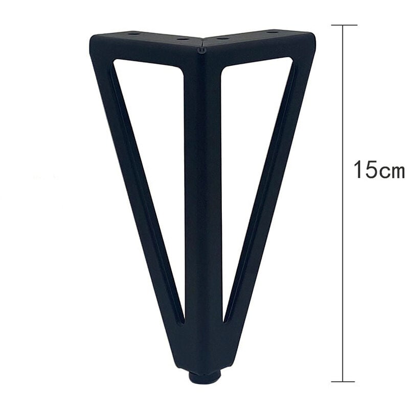 4pcs Pieds de Table en Métal Triangulaires 15cm Pieds de Meuble Style Moderne pour Armoires Canapés Lit Noir - 3