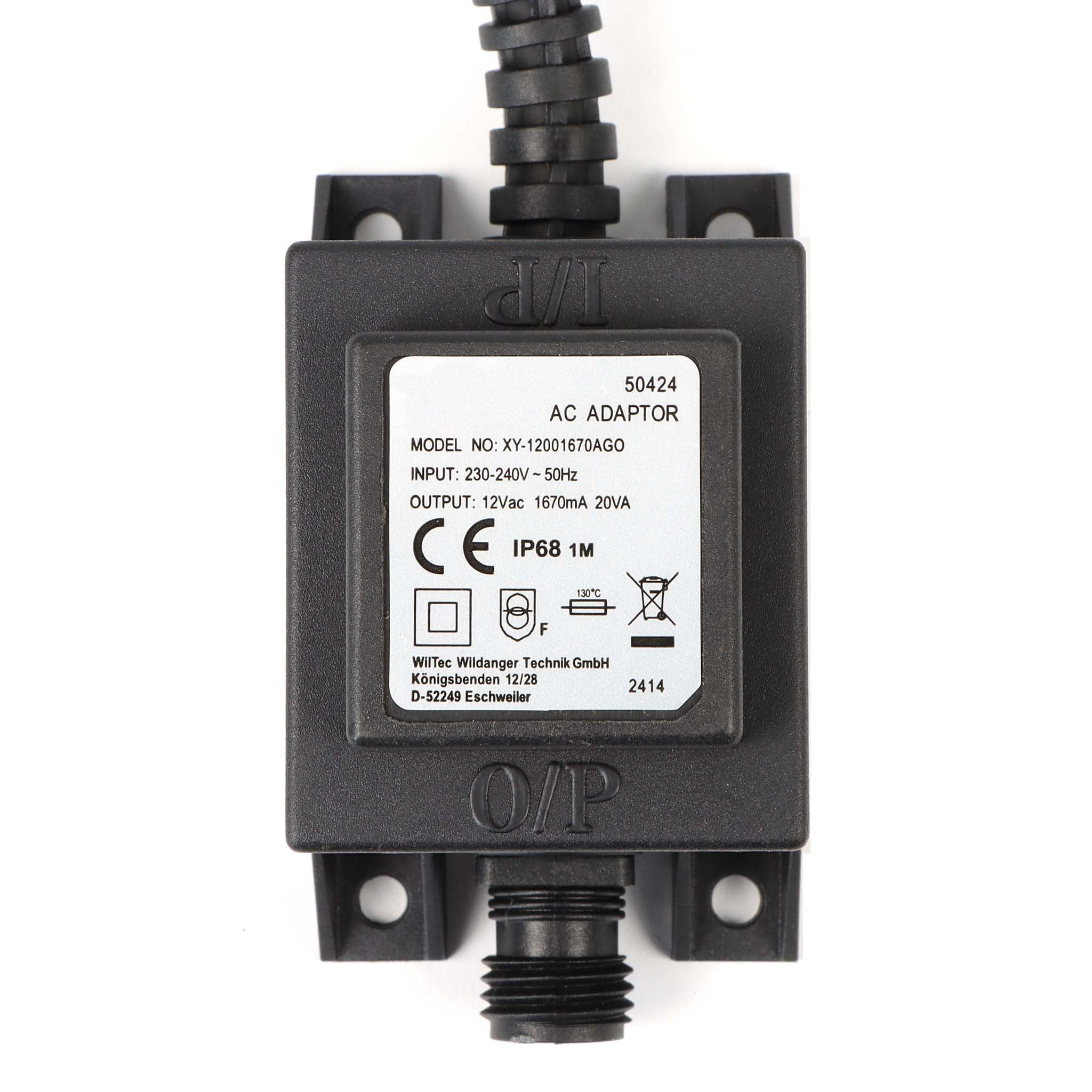 Transformateur 230 V en 12 V – 81 x 50 x 63 mm – 1670 mA 20 VA AC/AC – IP68 – Adapteur de Réseau Jebao avec Raccord vissé, 2 pôles – source… Wiltec... - 9