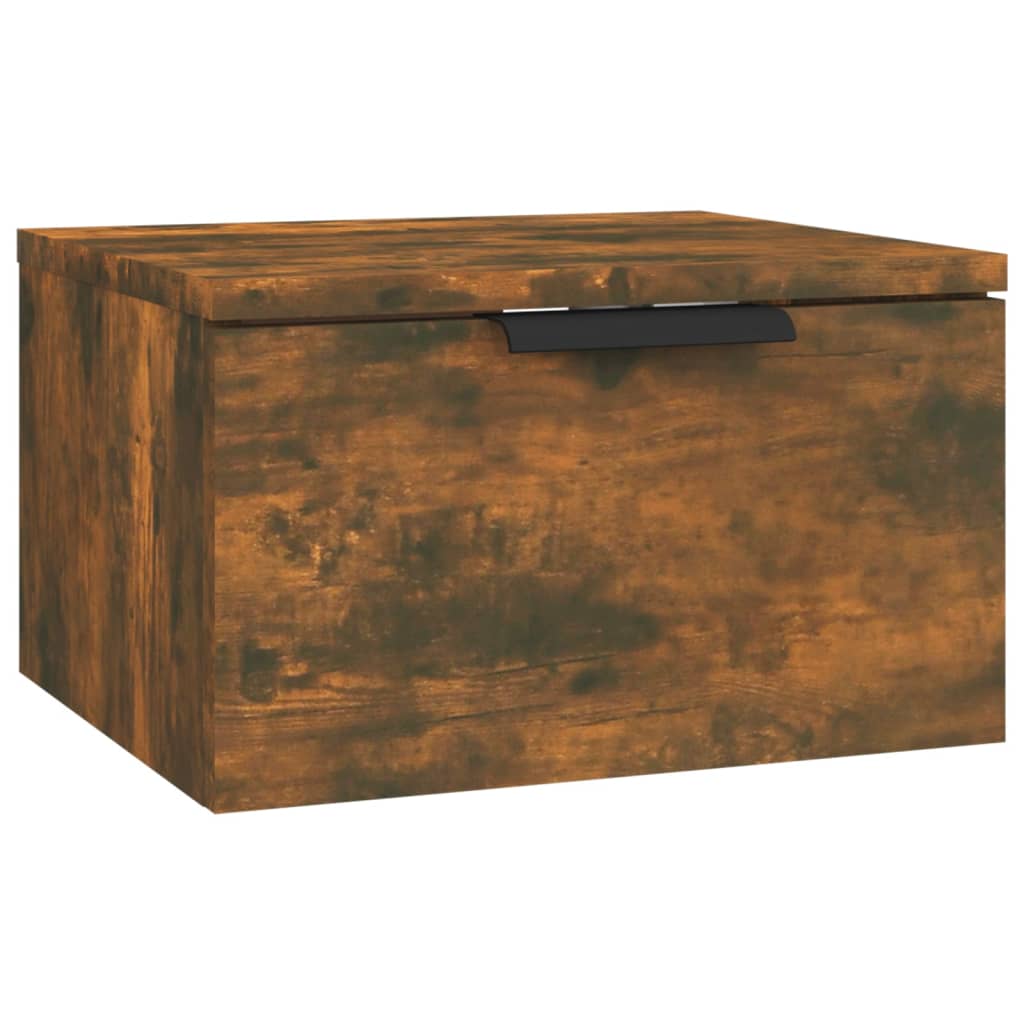 Pack de 2 Mesitas de noche de pared，Mesitas de noche flotantes，Mesilla de noche color roble ahumado 34x30x20 cm CFW17676 - 3
