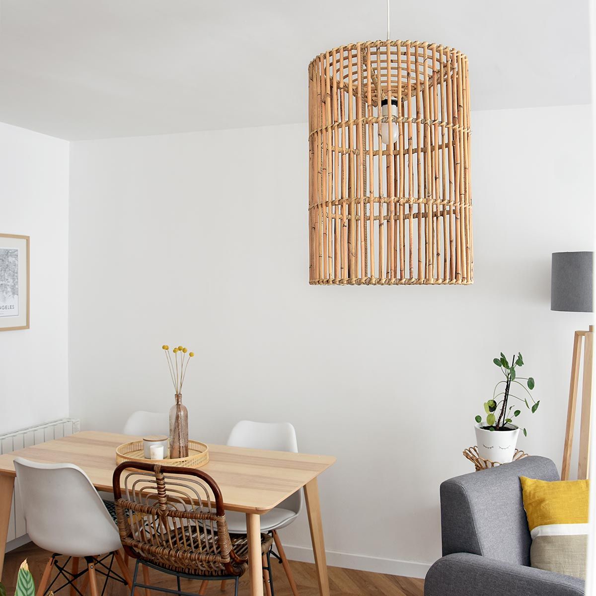 Suspension rotin naturel - Beige - Rotin - Diamètre 44 Hauteur 60 cm - 3