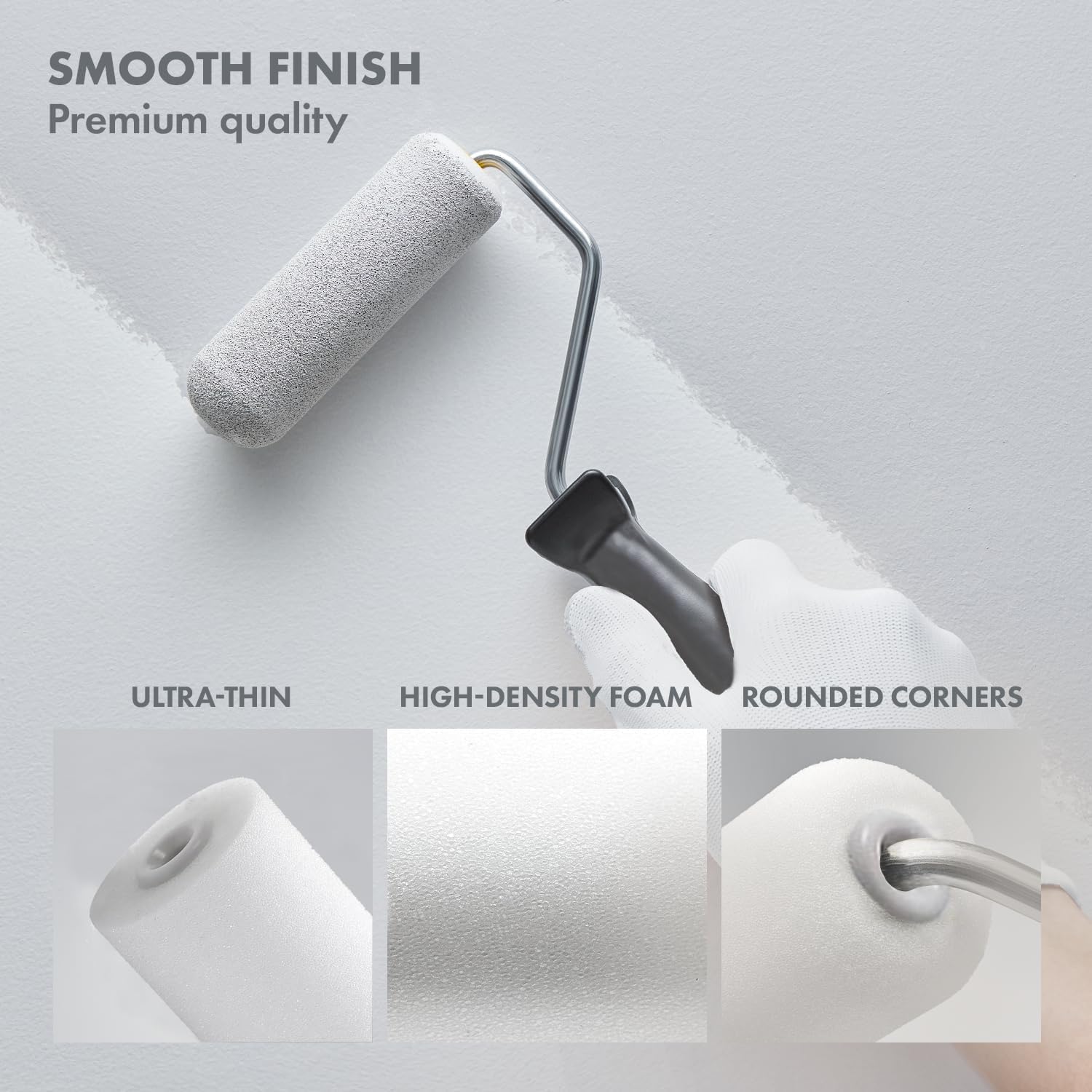 Kit Rouleau Peinture Mousse 11 cm - 10 Pièces avec Bec Anti-Gouttes pour Renovation Intérieure - 4