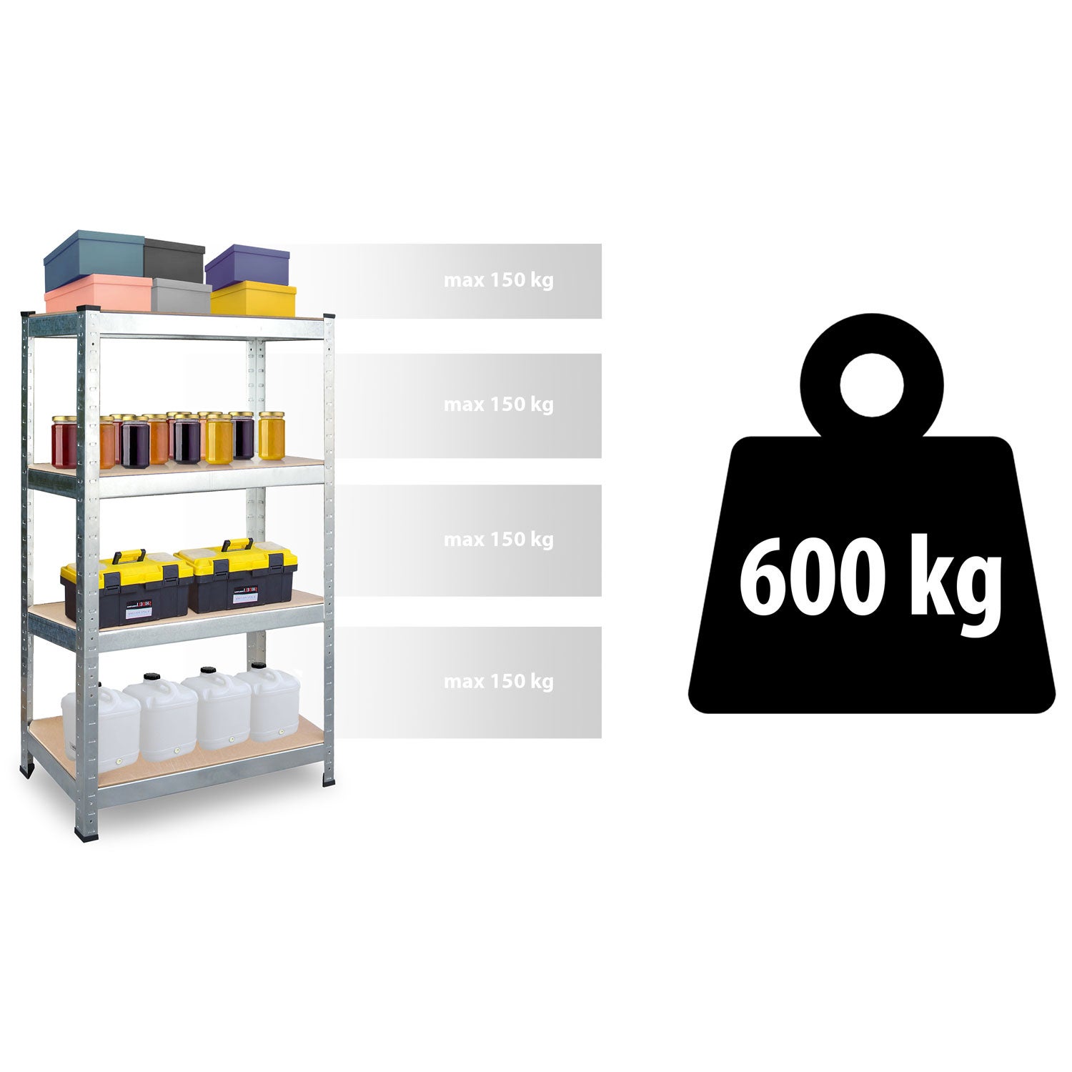 Lot de 2 étagères de rangement en métal 174 x 80 x 40 cm Plonos PL-701 - 3