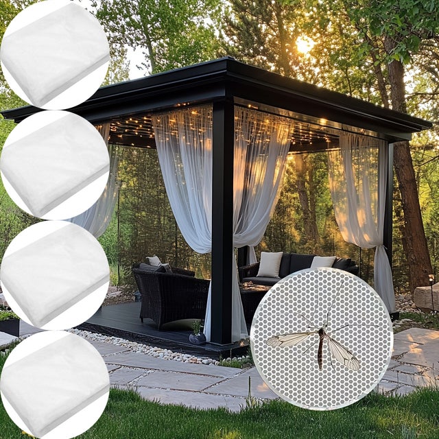 Moustiquaire Réglable Pour Parasol De Terrasse De 2,3 à 3,4 M Avec 6 Sacs