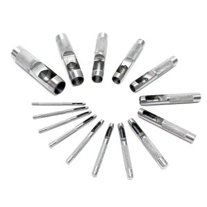 Set 12 Emporte-Pièces Cuir 0.5-6mm - Poinçons Outils Perforation Acier Rond