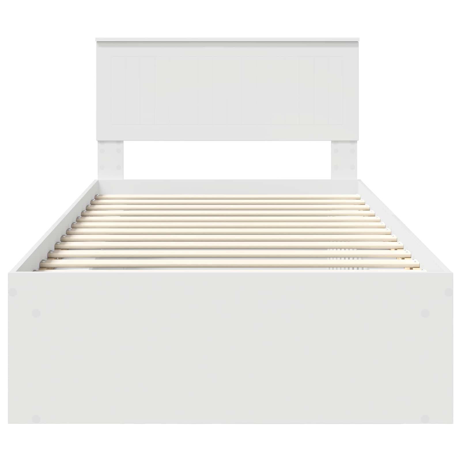 Cadre de lit avec tête de lit en pin massif blanc, 100 × 200 cm - 7