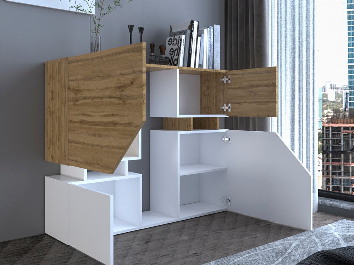 Commode Nesezi avec 4 portes Blanc - 7