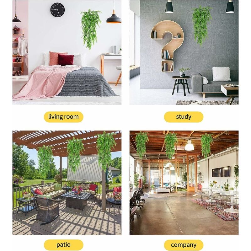 2 Pièces Plante Artificielle Fougère de Boston Plantes, Fausse Mur Végétal Artificiel Tombante, la Maison et la Décoration Extérieur de Mariage Déco - 5