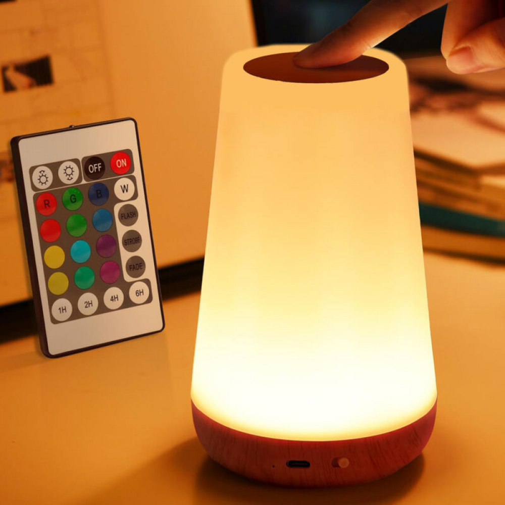 Lampka nocna LED, nastrojowa lampka nocna do sypialni, dotykowa lampka nocna z 13 kolorami RGB, ładowana przez USB