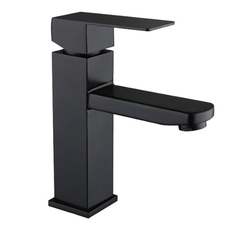 Czarny kran umywalkowy ze stali nierdzewnej – bateria łazienkowa z ciepłą i zimną wodą – zawiera 2 węże G3/8