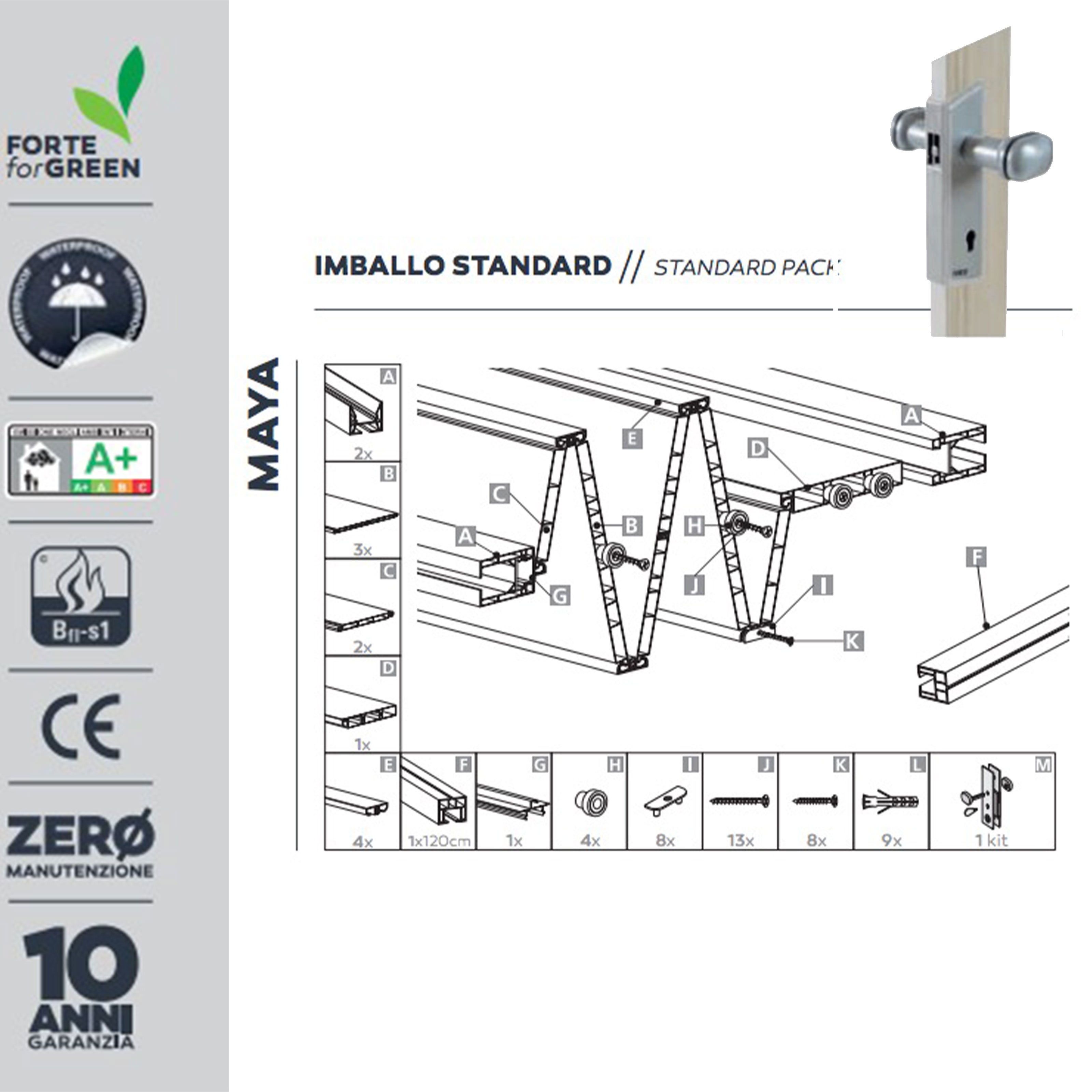 Porta A Soffietto 'MAYA' 83x214 Cm | Bianco Frassino - Foto 5