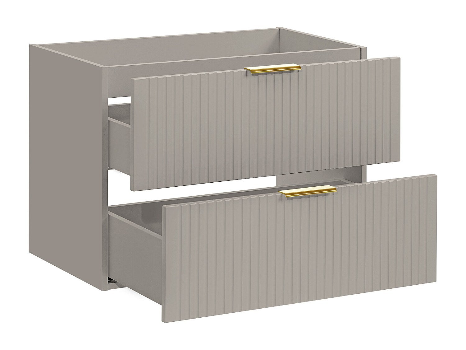 Meuble sous vasque suspendu strié - Beige - L80 cm - ZEVARA - 5