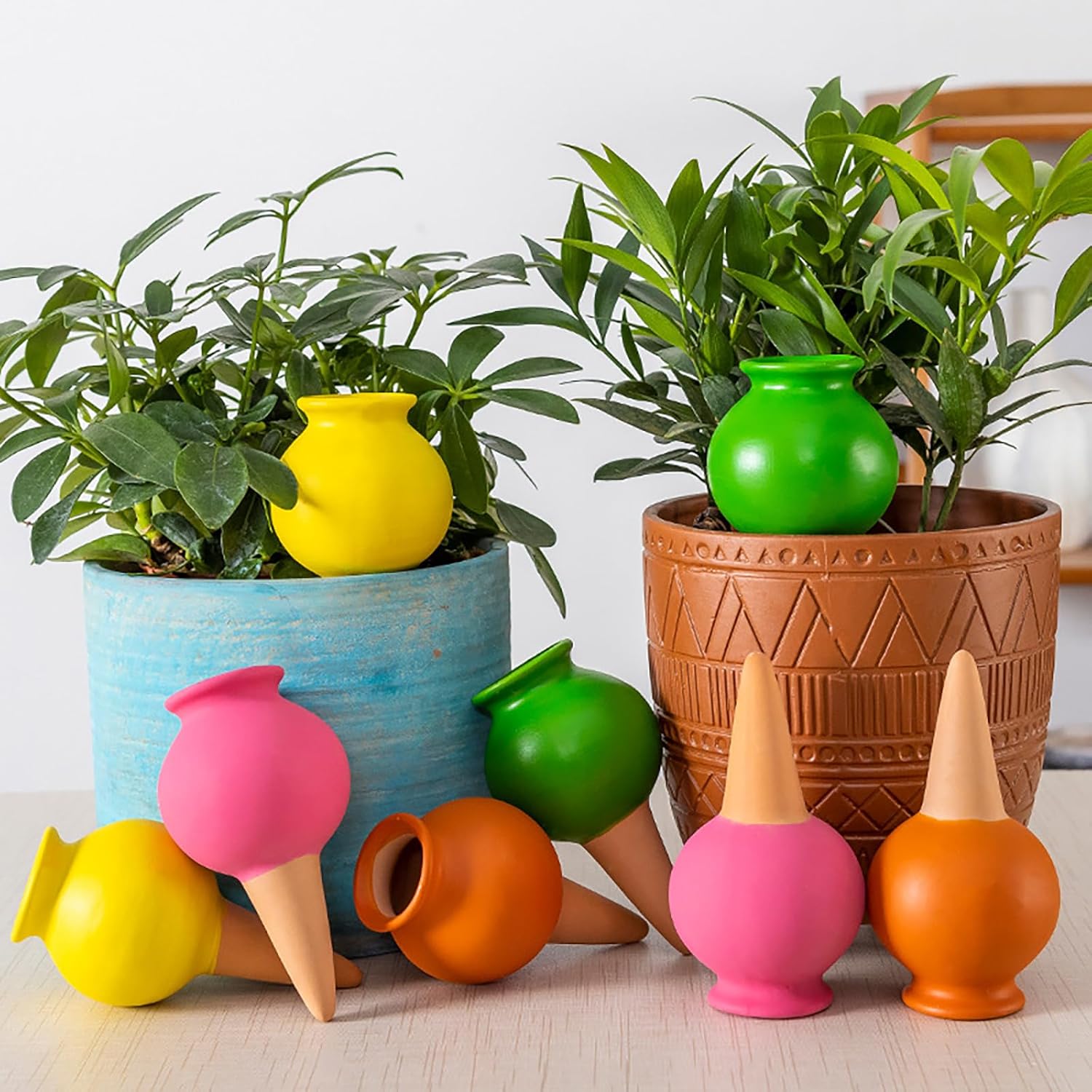 Oyas a Planter Terre Cuite, 4 Pièces Arrosage Goutte à Goutte Ollas Terre Cuite Arrosage Automatique Plantes Irrigation Goutte a Goutte Bouteille pou - 2