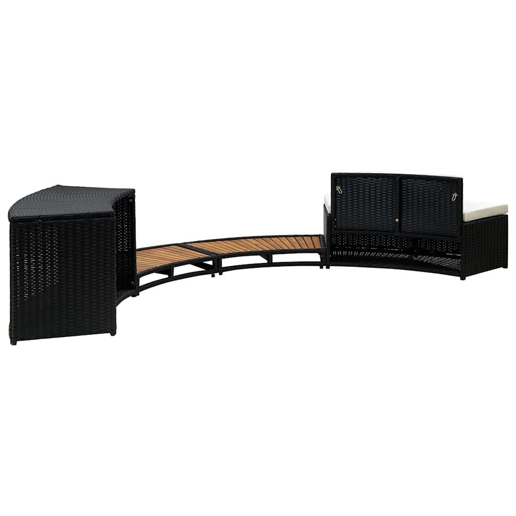 vidaXL Cadre de spa noir résine tressée et bois d'acacia - 6
