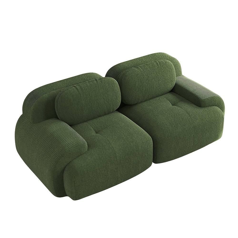 Dwuosobowa sofa z sztruksu o długości 82 cali, z zakrzywionymi podłokietnikami i antypoślizgową podstawą, zielona - 6