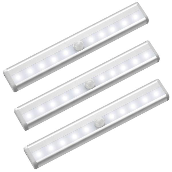 Zestaw 3 lamp LED z czujnikiem ruchu do szafy, magnetyczne oświetlenie aktywowane ruchem, oświetlenie podszafkowe, szafka kuchenna