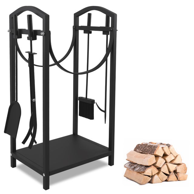 Support à Bois Métallique Réglable 75,4 cm – Solution de Rangement Sécurisée et Pratique pour Cheminée et Extérieur