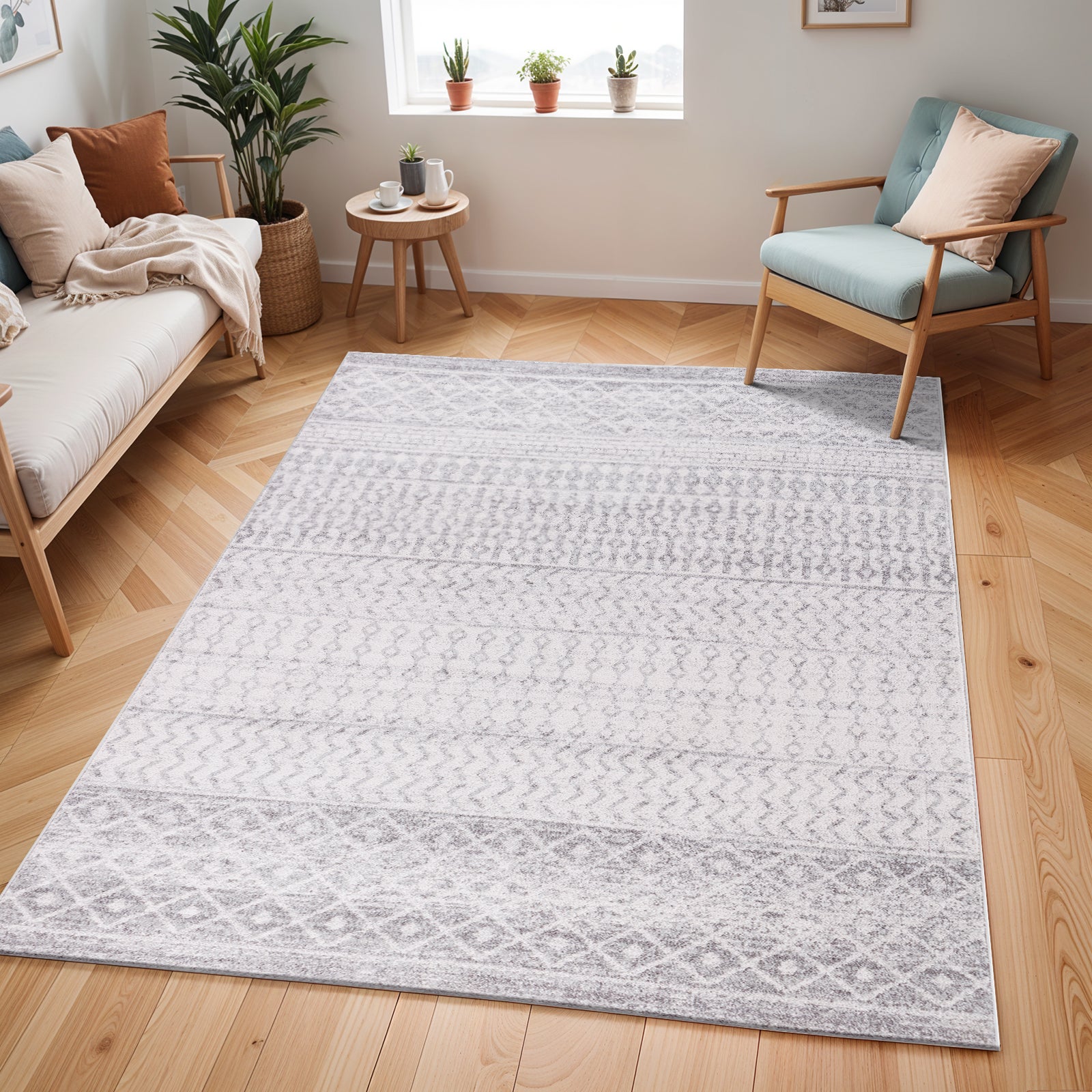 LIVABLISS Tappeto Scandinavo Boho Grigio/Bianco 200x275 cm Mila - 2