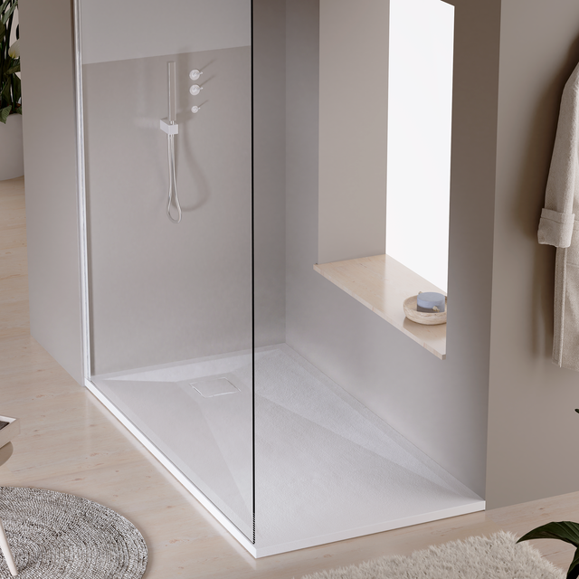 Feel Your Bath, Receveur de Douche en Résine, 120x80 cm, Bonde d'Évacuation Incluse - Couleur Blanche et Installation Facile