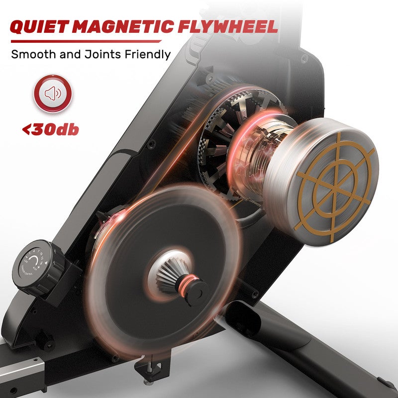Vogatore Magnetico Pieghevole Fitby – 16 Livelli Resistenza, Display LCD, 150kg – Attrezzo Canottaggio Casa - 2