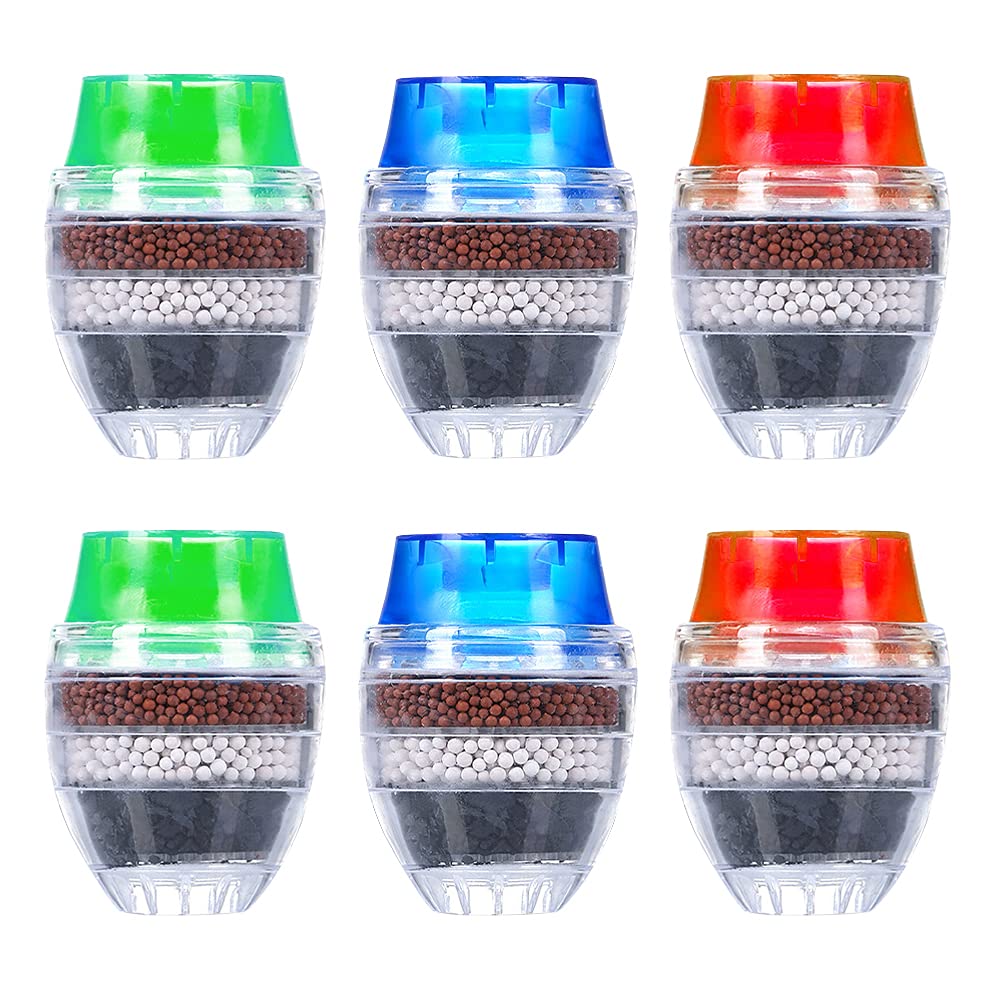 Filtr do wody z węglem aktywnym, 6 sztuk mini filtrów do wody do kranu, filtr do wody kuchennej, uniwersalny filtr antykamienny wysokiej jakości