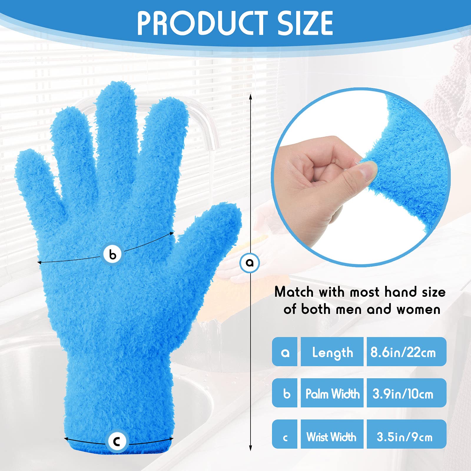 4 paires de gants anti-poussière lavables en microfibre, gants de nettoyage pour plantes, stores, lampes et petits coins difficiles à atteindre - 2