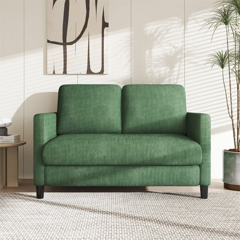 DRIPEX Mini Canapé 2 places en Velours Côtelé Vert,Petit canapé 129×78×89cm avec 2 dossiers pour le salon,chambre à coucher - 7