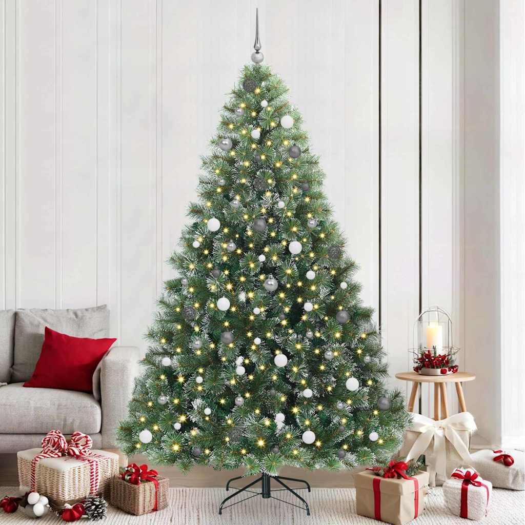 Sztuczna choinka z 300 diodami LED Zielony 240 cm PE i PVC