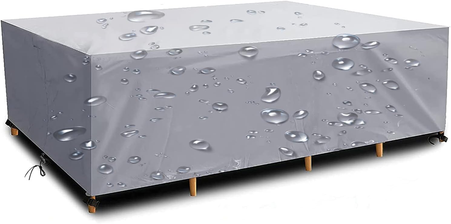 180*120*74 cm, pokrowiec na meble ogrodowe, tkanina Oxford 210D, obrus wodoodporny, ze sznurkiem i zapięciem, srebrny.