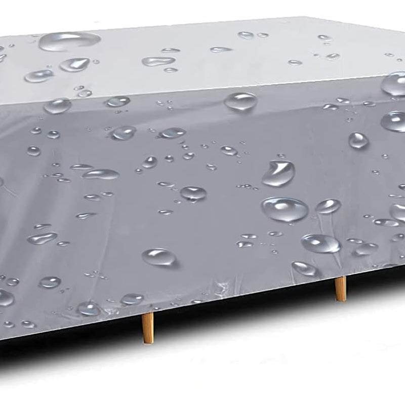 180*120*74 cm, pokrowiec na meble ogrodowe, tkanina Oxford 210D, obrus wodoodporny, ze sznurkiem i zapięciem, srebrny.