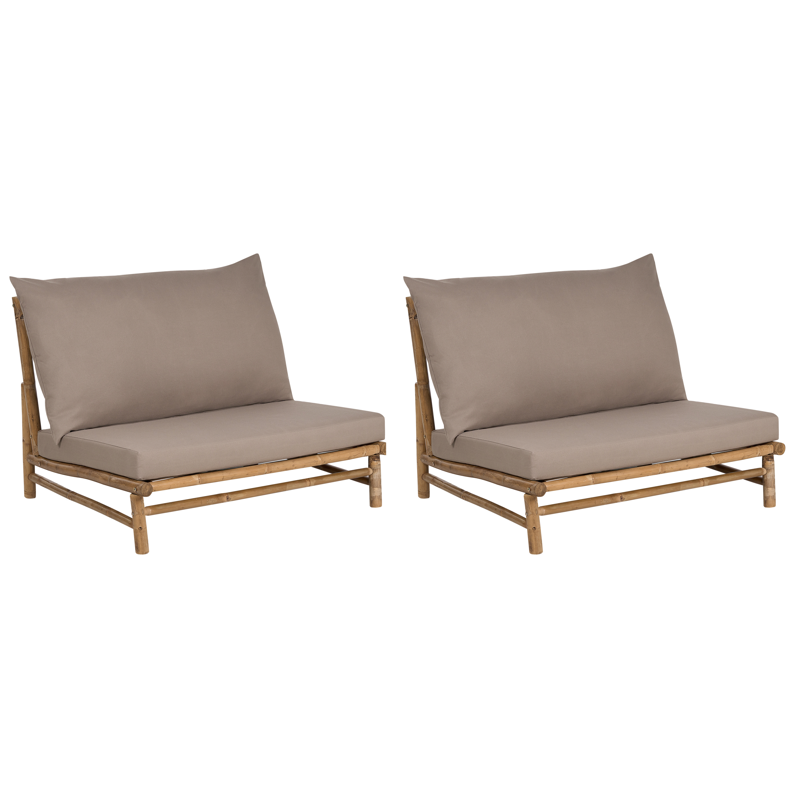 2 Chaises De Jardin En Teck Massif Avec Coussins Taupe – Bois Résistant Aux Intempéries, Design Vintage, Empilables, Pour Terrasse Et Extérieur