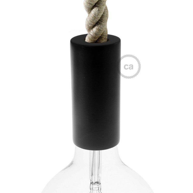 creative cables - Kit portalampada E27 in legno per cordone 2XL (Finitura: Nero) - 5