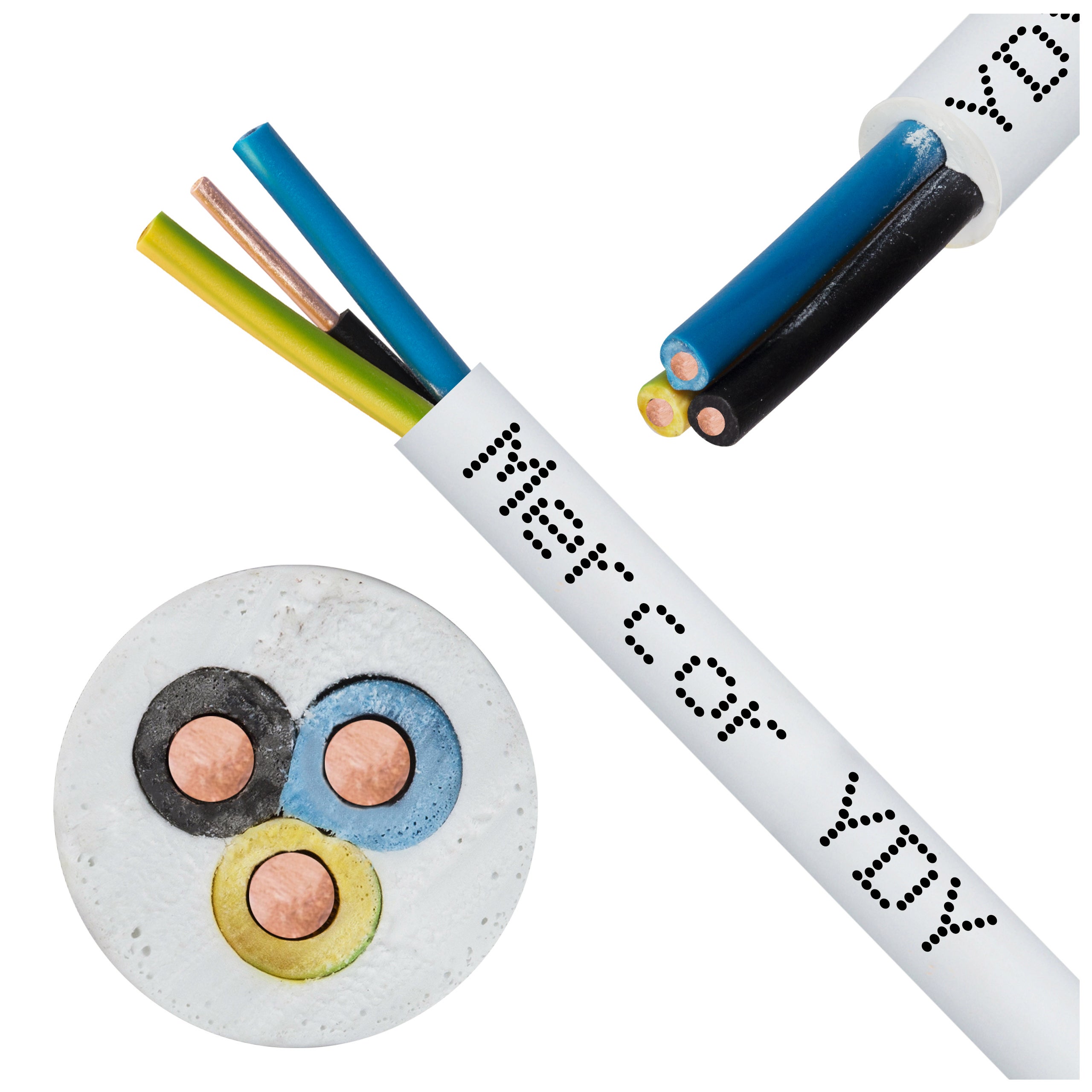 Kabel instalacyjny YDY 3x1,5mm2 biały 450/750V drut Mercor 50m