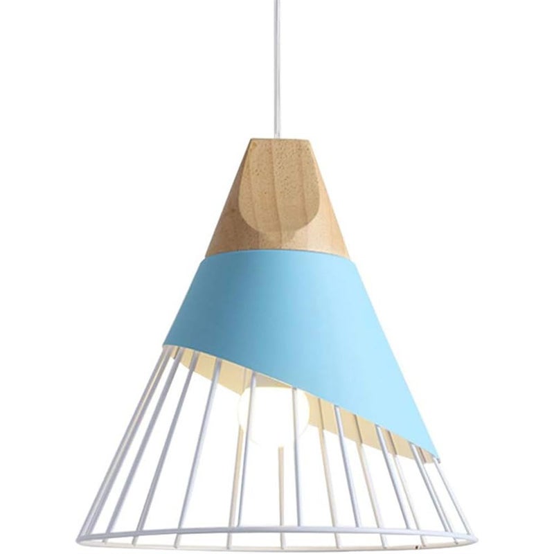 Nowoczesna lampa wisząca industrialna z metalu vintage, średnica 25 cm, lampa sufitowa E27, design do kuchni, sypialni, salonu, niebieska