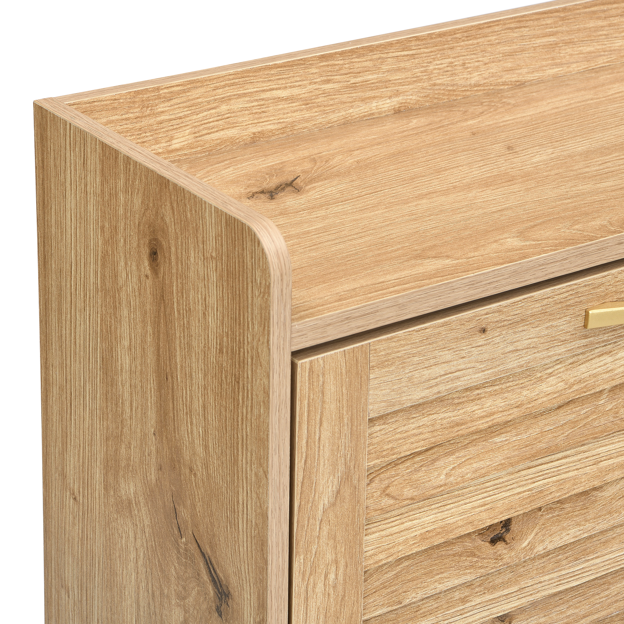 Meuble à chaussures 108.5x24x100 cm - avec 4 portes - Structure en métal - Étagère supérieure - MDF - Naturel - 8