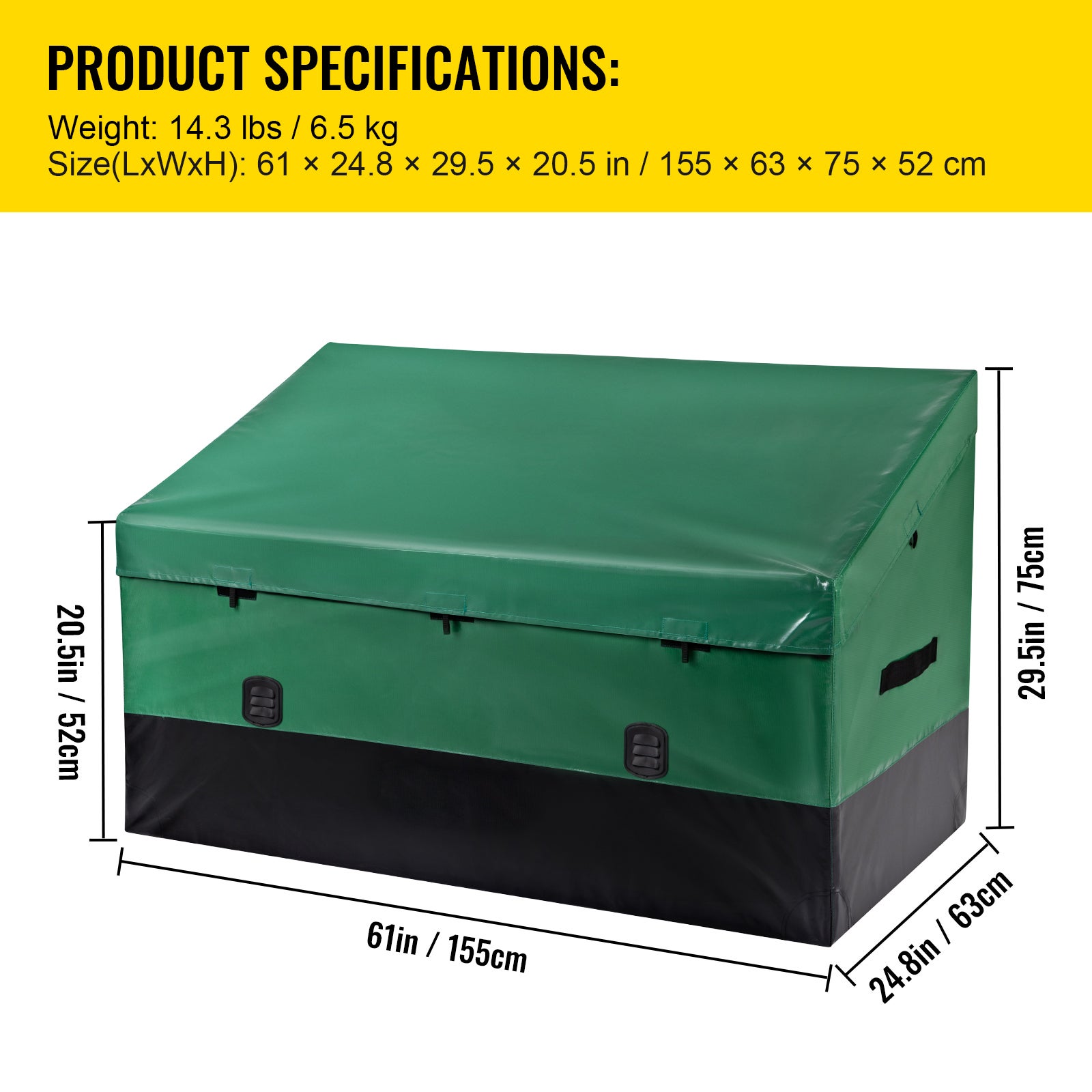 Coffre rangement extérieur 150 gallons,SucceBuy bâche PE imperméable,cadre galvanisé,protection toutes saisons,pour camping,marron et bleu - 9