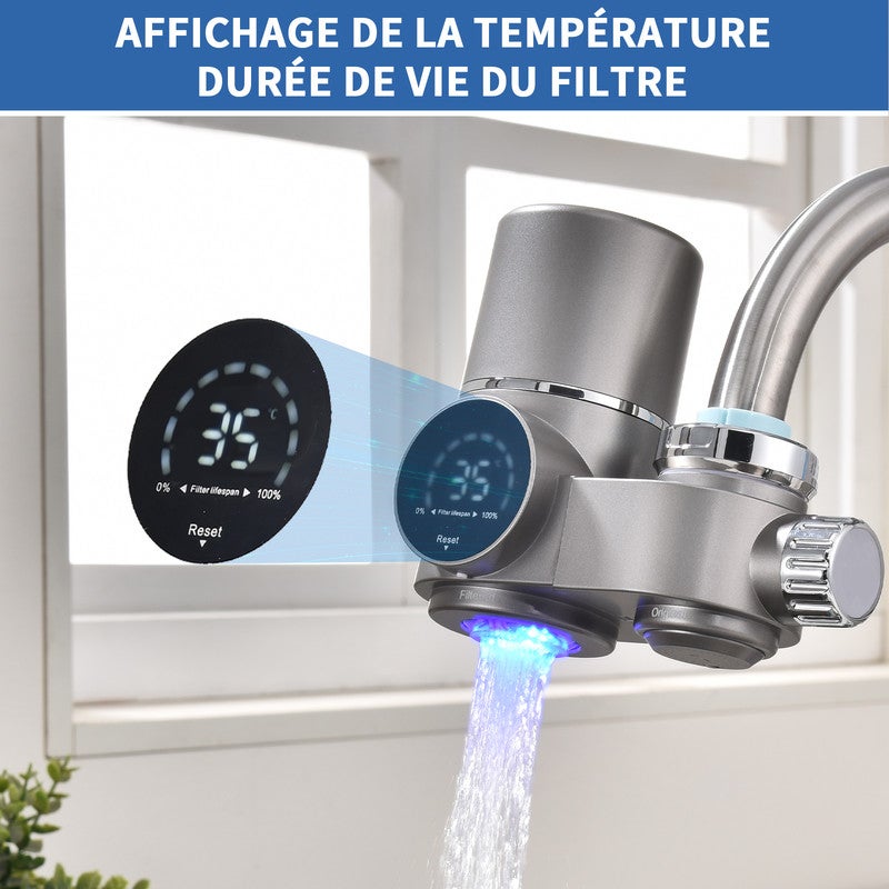 Système filtreur d'eau robinet - Filtre le chlore, les sédiments, l'oxyde, les nitrates, les pesticides. Filtre sur robinet,Convient aux robinets - 4