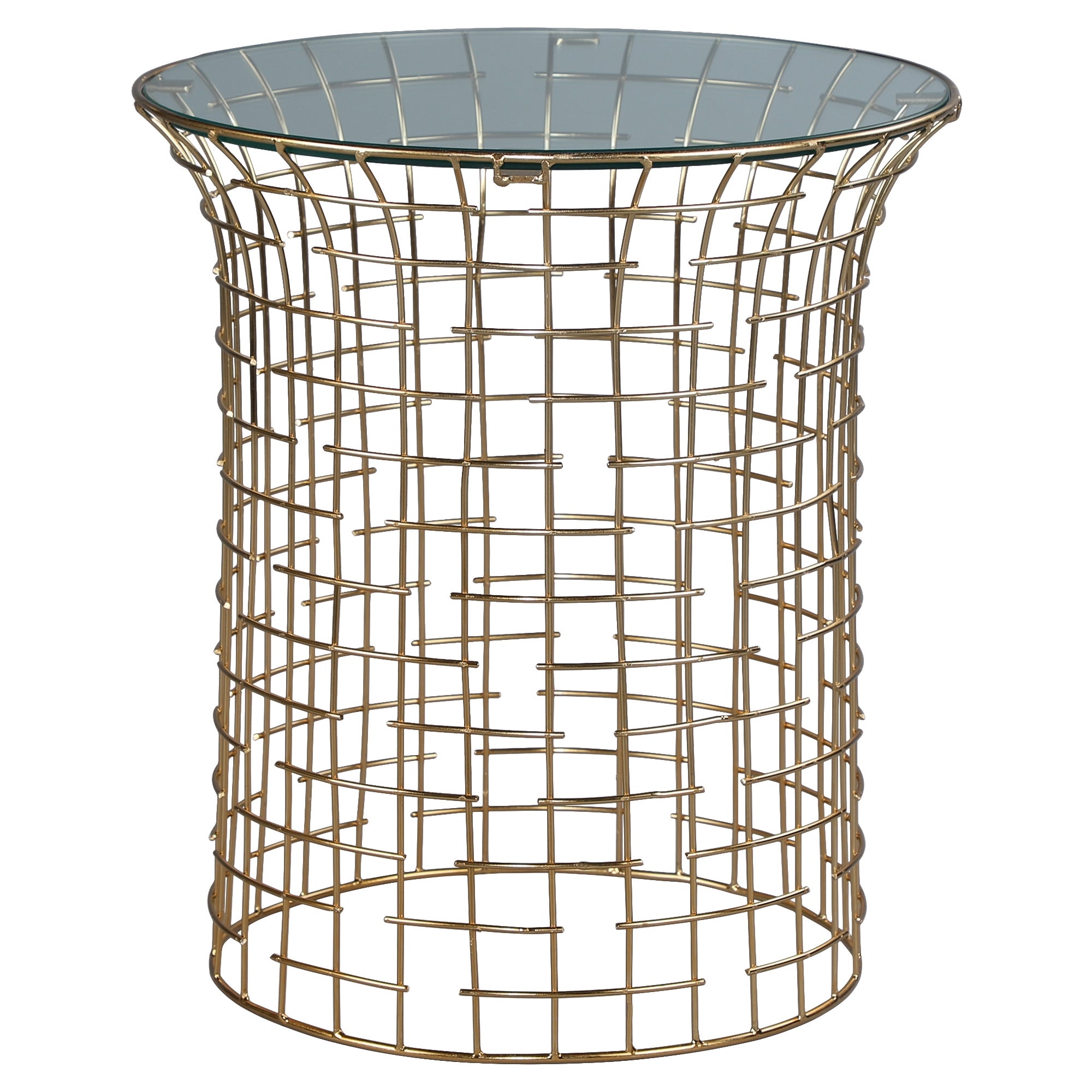 WOMO-DESIGN stolik boczny kawowy do salonu Ø40 cm okrągły 45 cm wysoki zdejmowany szklany blat czarna rama złota nowoczesny styl dekoracyjny
