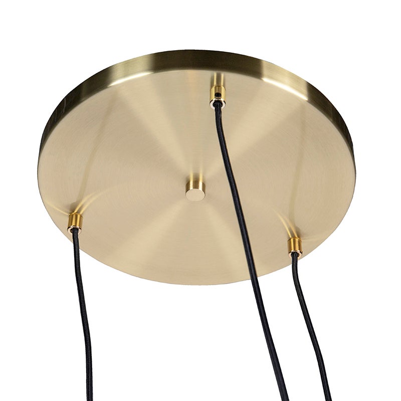 Qazqa art deco lampe suspendue - Pallon - doré/laiton, max. 25w, e27, à 3 lumières, 45cm, idéal pour la salle à manger - 8