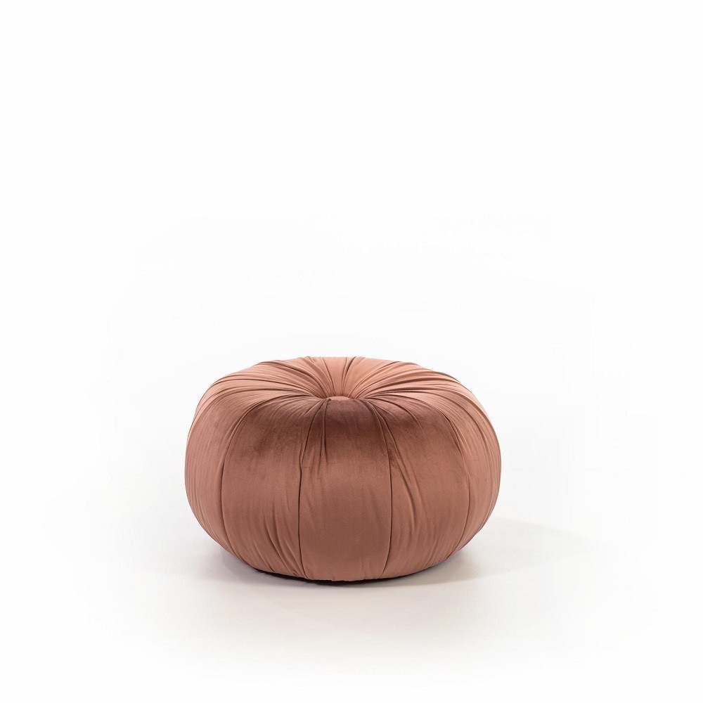 Puf diseño terciopelo rosa antiguo metal cm 36 x 36 xh 30