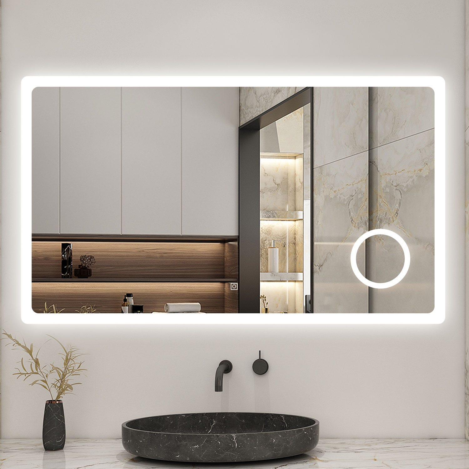Test du miroir à LED AICA 120 x 70 cm : bluetooth et antibuée Test du miroir à LED AICA 120 x 70 cm : bluetooth et antibuée